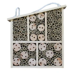 Insektenhotel Mit Schrägdach, Natur, Holz. Bambus, 28 X 9 X 38 Cm, 2,19 Kg