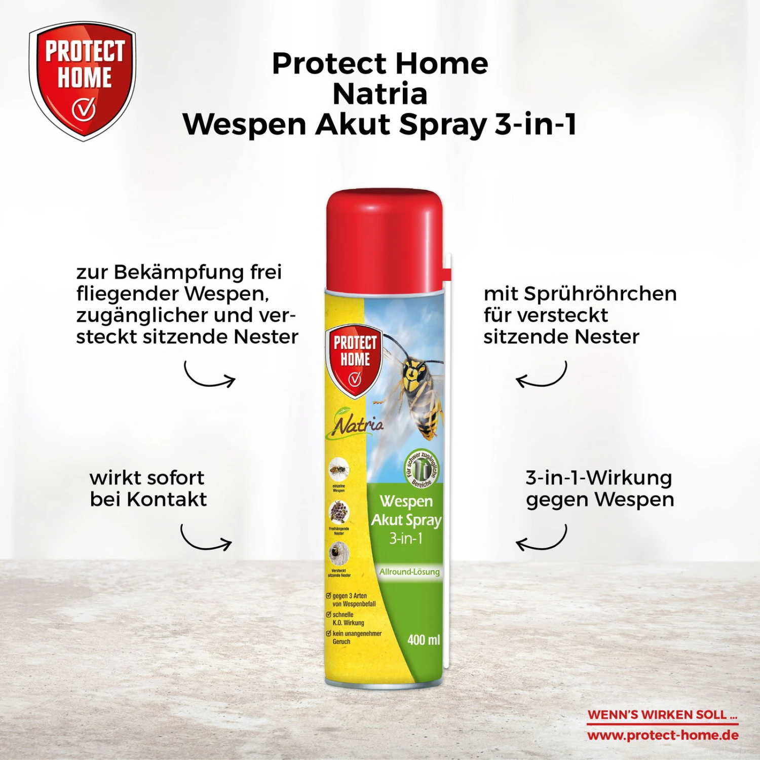 Protect Home Natria Wespen-Akut Spray, 400 Ml 4 Protect Home Natria Wespen-Akut Spray, 400 Ml – Bild 2