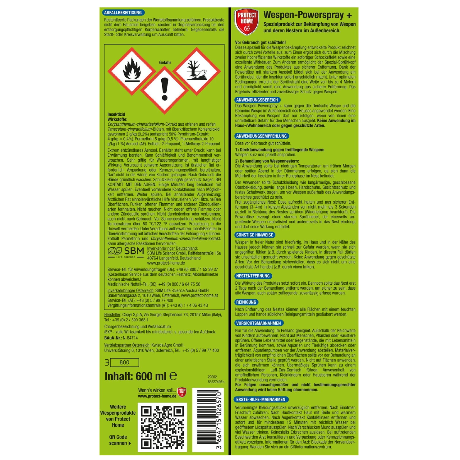 Protect Home Wespen-Powerspray, 600 Ml 4 Protect Home Wespen-Powerspray, 600 Ml – Bild 2