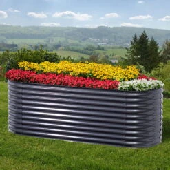 Ausgewählte Produkte -Gartengeschäft Im Freien 0980250150 Hochbeet Welle oval Stahlblech Gr 2 mit Kantenschutz anthrazit 2 94163