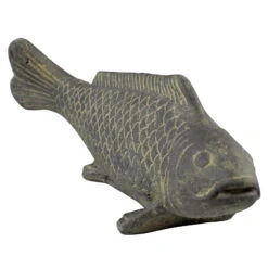 Fisch Geschnitzt, Grau, Gefärbt, Steinguss, 16 X 40 X 13 Cm -Gartengeschäft Im Freien 0980305689 Fisch 40cm Stein geschnitzt 2 100483