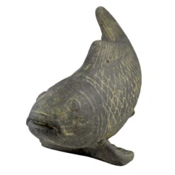 Fisch Geschnitzt, Grau, Gefärbt, Steinguss, 16 X 40 X 13 Cm -Gartengeschäft Im Freien 0980305689 Fisch 40cm Stein geschnitzt 3 100484