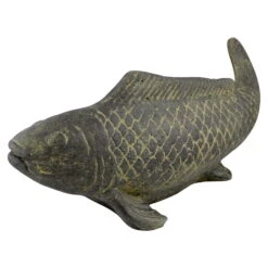 Fisch Geschnitzt, Grau, Gefärbt, Steinguss, 16 X 40 X 13 Cm -Gartengeschäft Im Freien 0980305689 Fisch 40cm Stein geschnitzt 4 100485