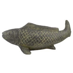 Fisch Geschnitzt, Grau, Gefärbt, Steinguss, 16 X 40 X 13 Cm -Gartengeschäft Im Freien 0980305689 Fisch 40cm Stein geschnitzt 5 100486