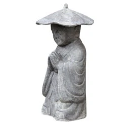 Mönch Betend Stehend, Grau, Steinguss, 60 X 27 X 22 Cm -Gartengeschäft Im Freien 0980306178 stehender Moench betend mit Hut 2 100494