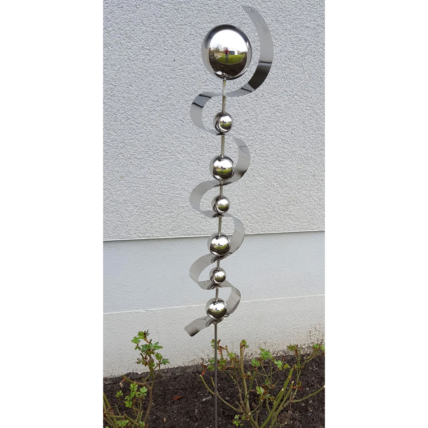 Beetstecker Uranus Aus Edelstahl Mit 7 Kugeln Und Stab, Maße 127 X 12 X 9 Cm 4 Beetstecker Uranus Aus Edelstahl Mit 7 Kugeln Und Stab, Maße 127 X 12 X 9 Cm – Bild 2