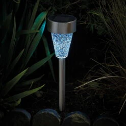 Mosaic Solarpfahlleuchte, Edelstahl / Glas, Silber / Bunt, 36 X 7,5 Cm, 6er Pack -Gartengeschäft Im Freien 2950100372 Solarpfahlleuchte Mosaic Stimmung blau 61370