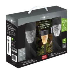 Gartenleuchte 'Cygnus', 4er-Set, Grau, Edelstahl -Gartengeschäft Im Freien 2950100644 Cygnus warmweisses Licht 4er Pack 5 Lumen 100357