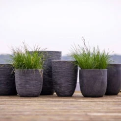 Pflanzgefäß 'Smooth', Grau, Ø 35 X H 34 Cm -Gartengeschäft Im Freien 3210104122 3210104123 3210104124 3210104125 pflanzgefaess rib smooth 116915