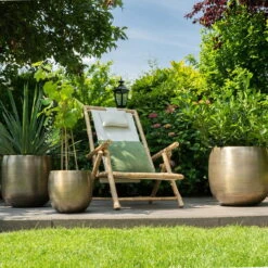 Pflanzgefäß 'Rowen', Gold, Ø 38 X H 30 Cm -Gartengeschäft Im Freien 3210801621 3210801622 3210801623 Pflanzgefaess Rowen gold 3 114984