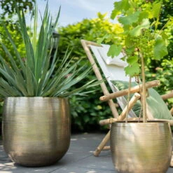 Pflanzgefäß 'Rowen', Gold, Ø 38 X H 30 Cm -Gartengeschäft Im Freien 3210801621 3210801623 Pflanzgefaess Rowen gold 2 114986