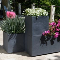 Pflanztrog 'Volcania Dado', Anthrazit, L 39,5 X B 39,5 X H 43,5 Cm -Gartengeschäft Im Freien 3230101084 Pflanztrog Volcania Dado anthrazit 39x39xH43cm 31Ltr1 75430