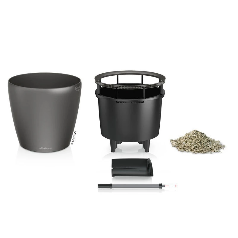 LECHUZA Classico Premium 50 LS, Anthrazit-metallic, All-in-One-Set, Ø 50 Cm H:47 Cm – Bild 2