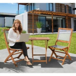 Balkonset „Balkonien“ Aus Akazienholz, 3-teilig, Silbergrau -Gartengeschäft Im Freien 3910201594 Balkonien 63458