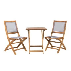 Balkonset „Balkonien“ Aus Akazienholz, 3-teilig, Silbergrau