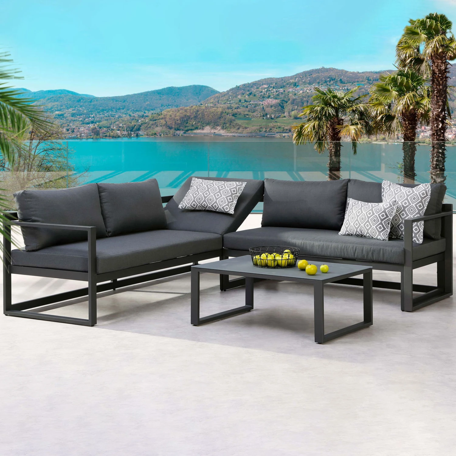 Best Loungeset "Rhodos" 3tlg., Anthrazit, Pflegeleicht, Modern, Bequem 3 Best Loungeset "Rhodos" 3tlg., Anthrazit, Pflegeleicht, Modern, Bequem