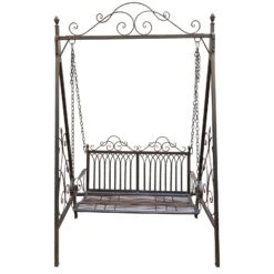 Metall-Schaukelbank Bordeaux, Braun, Ca. 89 X 150 X 231 Cm -Gartengeschäft Im Freien 3910302503 MetallSchaukelbank Bordeaux braun2 75545