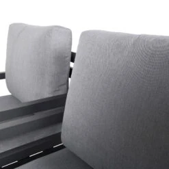 4-teilige Lounge-Gruppe 'Piazza', Tisch Mit Glasplatte, Inklusive Auflagen -Gartengeschäft Im Freien 3910302532 Alu Loungergruppe Piazza 4tlg schwarz inkl Kissen grau Tisch mit Glasplatte 74485