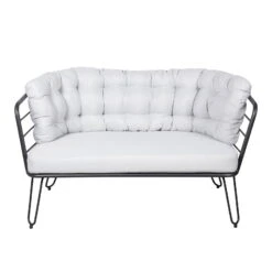 4-teilige Lounge-Gruppe 'Bella', Schwarz, Inklusive Auflagen -Gartengeschäft Im Freien 3910302533 Alu Loungergruppe Bella 4tlg schwarz inkl Kissen hellgrau10 74490