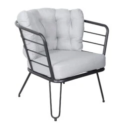 4-teilige Lounge-Gruppe 'Bella', Schwarz, Inklusive Auflagen -Gartengeschäft Im Freien 3910302533 Alu Loungergruppe Bella 4tlg schwarz inkl Kissen hellgrau7 74493