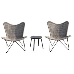 Bistro-Set 'Butterfly', 3-tlg., Braun 7 Bistro-Set 'Butterfly', 3-tlg., Braun -Gartengeschäft Im Freien 3910302628 Bistroset Butterfly 3tlg Stahlgestell Keramikglasplatte 1 1 102425