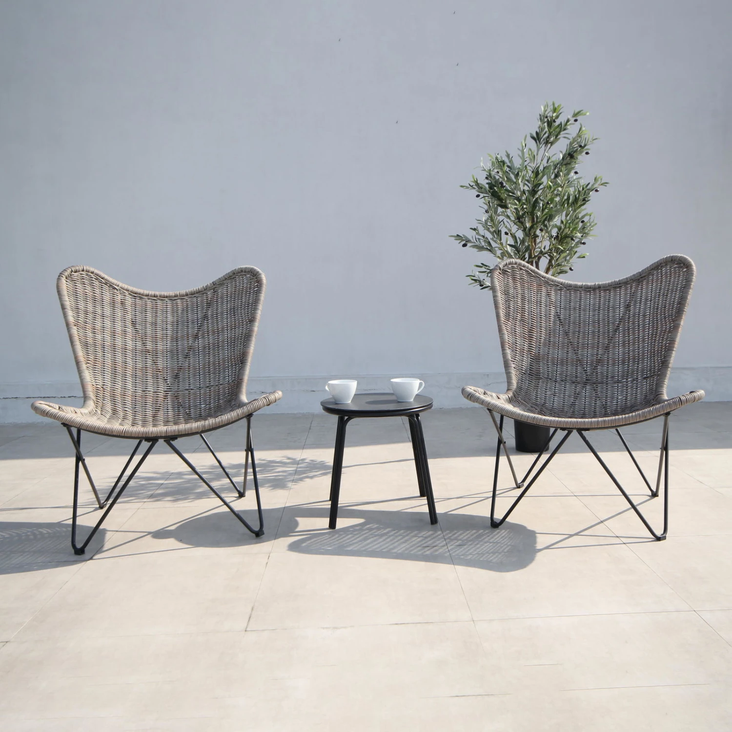 Bistro-Set 'Butterfly', 3-tlg., Braun 3 Bistro-Set 'Butterfly', 3-tlg., Braun