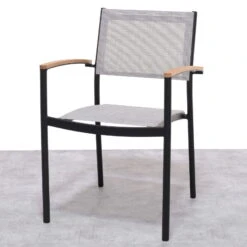 Stapelsessel 'Vera', Mattschwarz/birkengrau, Ca. 83 X 55 X 55 Cm -Gartengeschäft Im Freien 3910302710 Alu Stapelsessel Vera matt schwarz Textilen birkengrau 21 13 119304