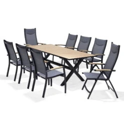 Stapelsessel 'Panama', Schwarz/grau, Ca. 100 X 65 X 62 Cm -Gartengeschäft Im Freien 3910302712 Alu Stapelstuhl Panama schwarz Textilen 3D mesh grau 1 119336