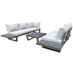 Alu-Eckloungegruppe 'Cahors' Inkl. Kissen, 4tlg., Anthrazit -Gartengeschäft Im Freien 3910302722 Alu Eckloungegruppe Cahors 4tlg anthrazit Holzoptik inkl Kissen grau 4 121755