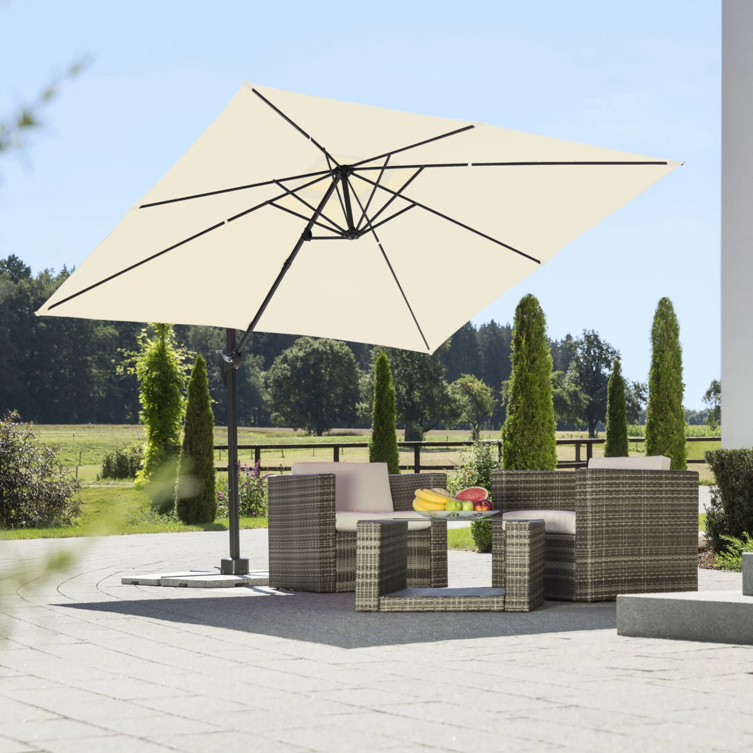 Sonnenschirm 'Rhodos Junior', 270 X 270 Cm, Natur 3 Sonnenschirm 'Rhodos Junior', 270 X 270 Cm, Natur