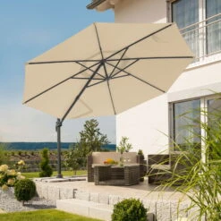 Sonnenschirm 'Rhodos Grande', Ø 400 Cm, Natur -Gartengeschäft Im Freien 3910503201 Sonnenschirm Rhodos Grande natur 4 91545