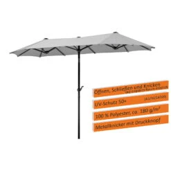 Sonnenschirm 'Salerno', Silbergrau, Ca. 300 X 150 Cm -Gartengeschäft Im Freien 3910503334 Sonnenschirm Salerno ca 300x150cm silbergrau 4 119221