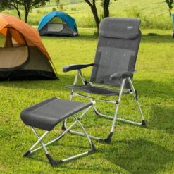 Crespo Hocker/Beinauflage Compact Klappbar, Silber/anthrazit -Gartengeschäft Im Freien 3930400908 3930400909 Compact Klappsessel 63493