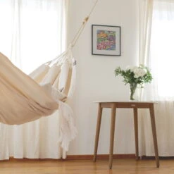 LA SIESTA Hängematte 'Modesta', Latte, Single - L 300 X B 140 Cm -Gartengeschäft Im Freien 3940200330 Single Haengematte Modesta Latte Bio Baumwolle 4 106093