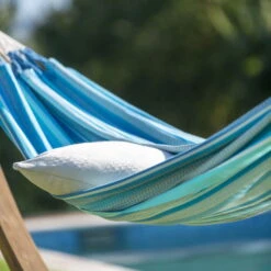LA SIESTA Hängematte 'Modesta', Azure, Doppel - L 350 X B 160 Cm 10 LA SIESTA Hängematte 'Modesta', Azure, Doppel - L 350 X B 160 Cm -Gartengeschäft Im Freien 3940200337 Doppel Haengematte Modesta Azure Bio Baumwolle 4 106112
