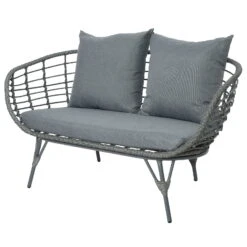 Loungegruppe 'Evora', 4-teilig, Grau -Gartengeschäft Im Freien 3950101015 Alu Geflechtgruppe Evora 4tlg grau inkl Kissen 3 99291