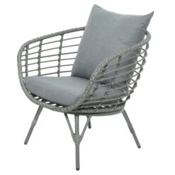 Loungegruppe 'Evora', 4-teilig, Grau -Gartengeschäft Im Freien 3950101015 Alu Geflechtgruppe Evora 4tlg grau inkl Kissen 5 99292